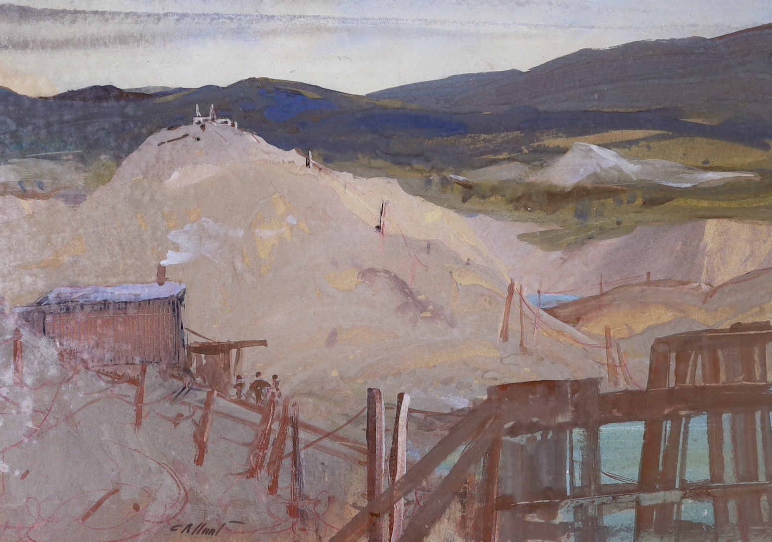 Cecil Arthur Hunt (1873-1965), watercolour, 'A Quarry', signed, with Fine Art Society label verso, 36 x 51cm